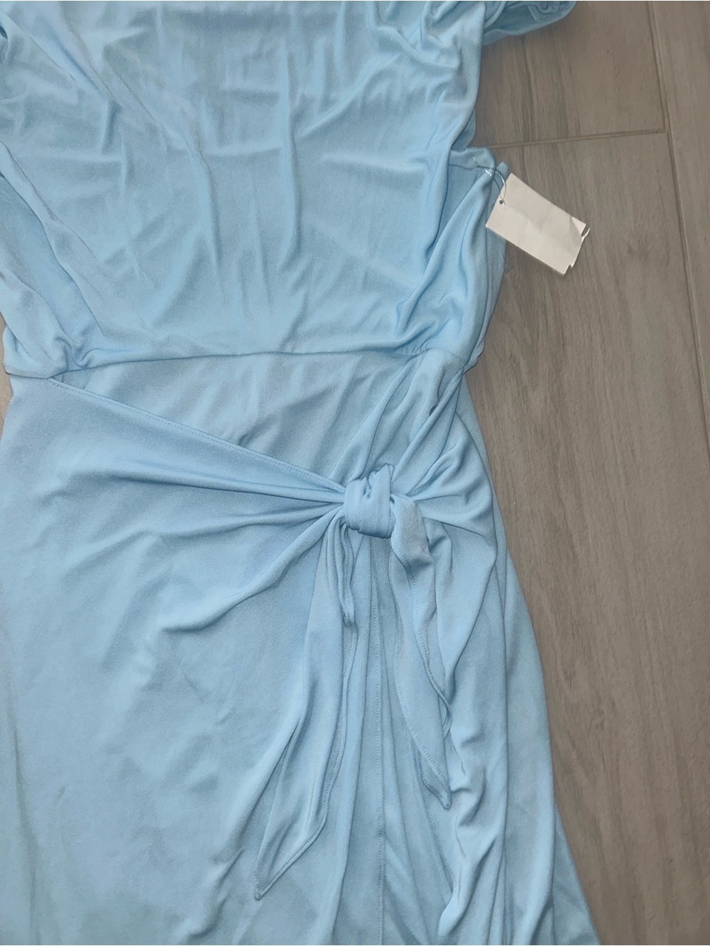 NEW Cinq à Sept Odin Drape Detail Midi Dress Agua Fria Solid Cowl Neck Size 10 - Picture 5 of 13